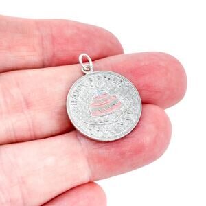 Vintage Sterling Silver 925 Pink Enamel Happy Birthday Pendant